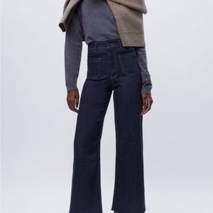 Zara Marine Wide Leg Patch Pocket Jeans